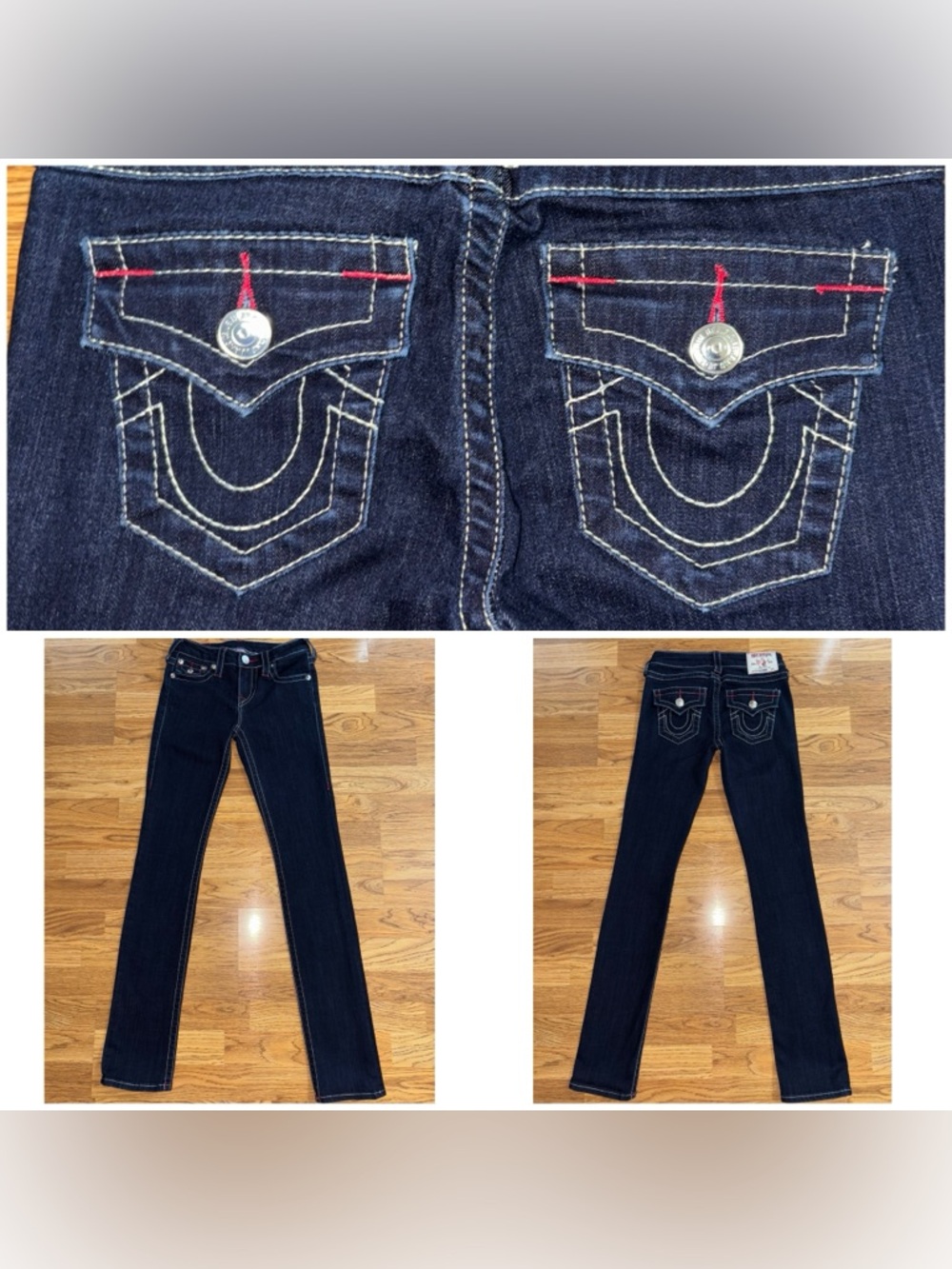 True Religion Brand Dark Denim Slim Straight Leg Jeans Women’s Waist Size 26 EUC